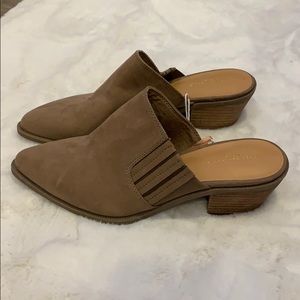 Brown Fringe Heeled Mules